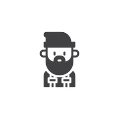 Lumberjack man vector icon. filled flat sign for mobile concept and web design. lumber jack person simple solid icon. Symbol, logo illustration. Pixel perfect vector graphics