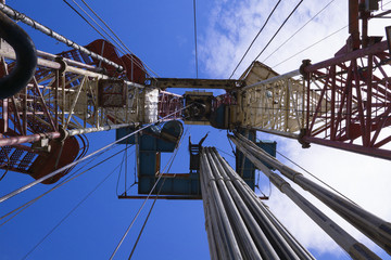 Oil and Gas Drilling Rig. Oil drilling rig operation on the oil platform in oil and gas industry.