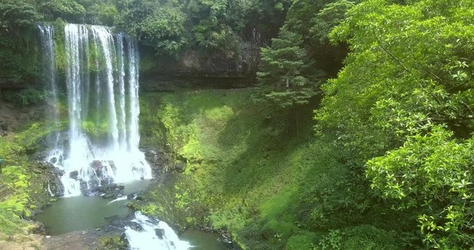 distant view waterfall and river with rapids