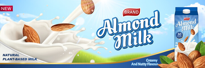 Almond milk ads with liquid