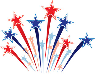 Red White and Blue Stars Fireworks