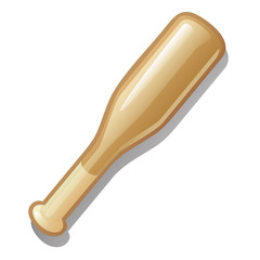 Single baseball bat isolated on white background. Vector cartoon close-up illustration.