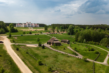 Fototapeta na wymiar Aerial view of beautiful landscape near the Puslovskies Palace