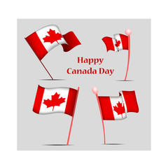 Canada Day, illustration, set with national flags