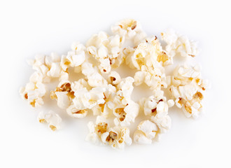 Popcorn border isolated on white. Film. Fast food. Corn