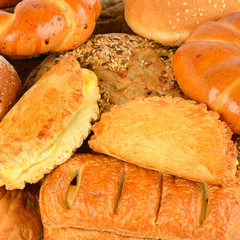 Background from the assortment of bread and baking.