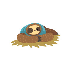 Funny sloth lying, lazy exotic rainforest animal character vector Illustrations on a white background