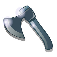 Steel axe isolated on white background. Vector cartoon close-up illustration.