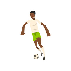 African american soccer player kicking the ball vector Illustration on a white background