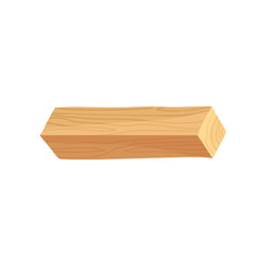 Long wooden beam with natural texture. Organic construction material. Wood industry production. Flat vector for promo poster or banner