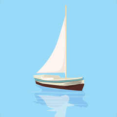 Sailing boat, yacht, rest, travel, vector, illustration, isolated