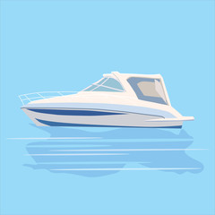 Speedboat, rest, travel, vector, illustration, isolated