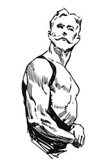 heavily muscled Man #vector #isolated - mit Muskeln bepackter Mann