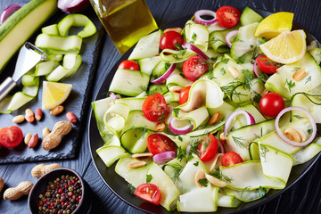 savory zucchini ribbon salad, top view