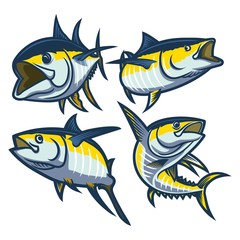 set of big bass fish illustration for fishing logo. Fisherman logo. Fishing logo