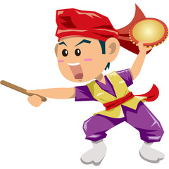 エイサーをする男性イラスト