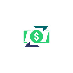 money transfer Icon. Chargeback contour sign. quick fund cash back symbol. Currency exchange refinance. Return on investment. Refund stock market business. Vector line illustration.