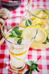 close up of glass of homemade lemonade