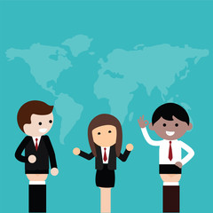 Businessman hand doll people