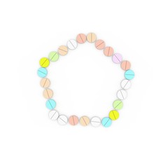 Color Pills frame. Isolated on white background. Pentagon.