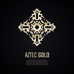 Golden square shape. Gradient premium logotype. Isolated aztec logo. Business identity concept for jewelry, precious company or jewellery boutique.