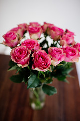 Bouquet of roses in a vase.