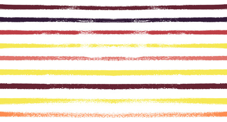 Sailor Stripes Seamless Vector Summer Pattern. Autumn Colors Yellow, Orange, Pink, Purple, Grey, White Stripes. Hipster Vintage Retro Textile Design. Creative Horizontal Banner. Watercolor Prints.