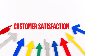 Colorful Arrows Showing to Center with a word CUSTOMER SATISFACTION