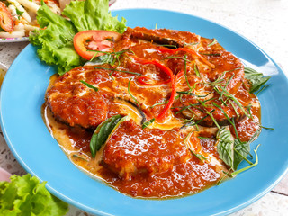 Deep-fried fish and chili sauce ,Thai Food.