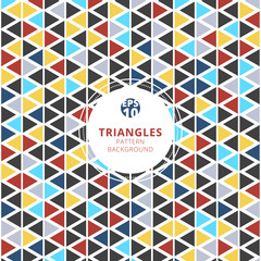 Colorful triangles pattern on white background.