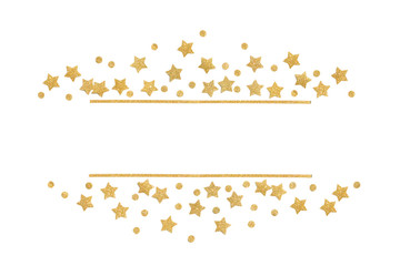Gold glitter star and dot frame paper cut background - isolated
