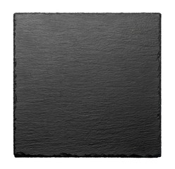 Black square stone plate isolated on white background
