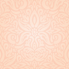 Wedding floral Pale ecru pale peach decorative vector vintage pattern fashion wallpaper design 