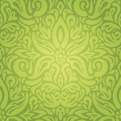 Green Floral vintage wallpaper vector decorative retro design backround