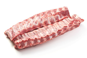 Fresh raw pork ribs, isolated on white background.