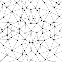 Connect lines and dots. Vector technology background. Black and white geometric wallpaper.