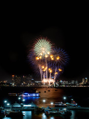 Naklejka premium Fireworks sign of cristmas/ New Year eve and special festival.