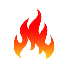 Fire flame symbol. Colorful icon isolated on white background. Fire flame silhouette. Simple sign. Vector illustration.