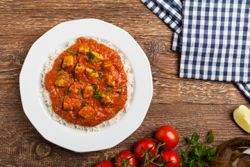 Traditional Indian and Pakistani cuisine. Tikka masala.