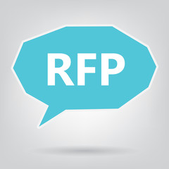 RFP (Request For Proposal) written on speech bubble- vector illustration