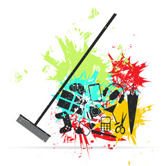 Broom. Grunge vector illustration