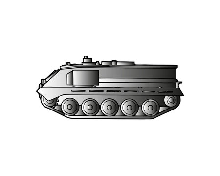 Light armoured reconnaissance vehicle drives on white background