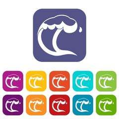 Ocean or sea wave icons set vector illustration in flat style in colors red, blue, green, and other