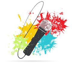 Microphone. Grunge vector illustration