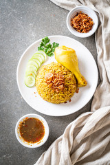 Muslim yellow rice with chicken