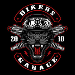 Fototapeta premium Panther biker with spark plugs.