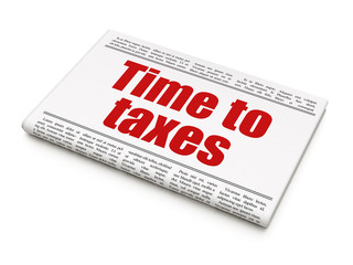 Time concept: newspaper headline Time To Taxes on White background, 3D rendering