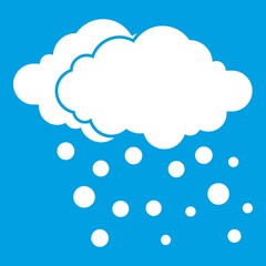 Cloud and snow icon white isolated on blue background vector illustration