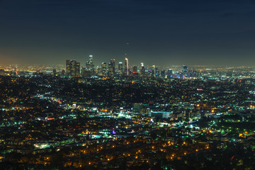 Fototapeta premium Downtown Los Angeles at night