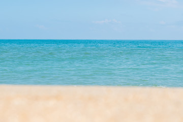 HDR shot of sea shore with wave and white sand during summer day in thailand (selective focus and white balance / color tone shift )